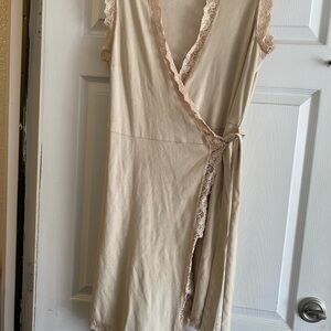 Bebe Cream Lace Wrap Dress